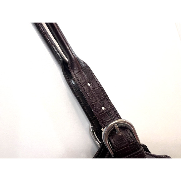 MAXX NEW YORK Designer Women's VTG Burgundy Red Croc Leather Shoulder Handbag - Picture 6 of 11